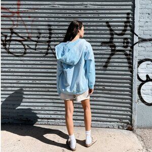 MoojiMooji Oversized Zip Up Hoodie Aged Baby Blue